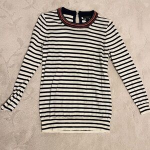 J Crew beaded neck lightweight striped sweater